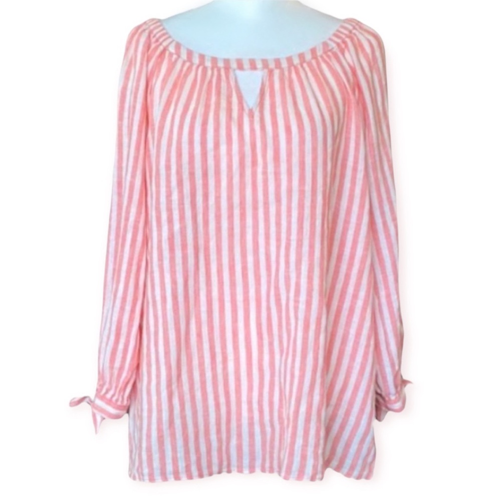 Sanctuary Linen Striped Off the Shoulder Blouse / Top size women's small